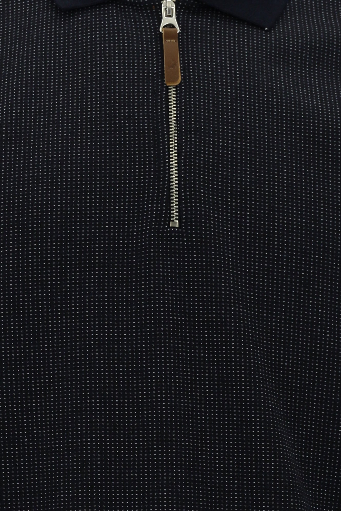 Tünd Dəniz Polo Yaxalıqlı Adi Fit Fermuarlı Naxışlı Sweatshirt