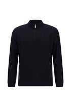 Tünd Dəniz Yarım Turtlenock Adi Fit Fermuarlı Naxışlı Sweatshirt