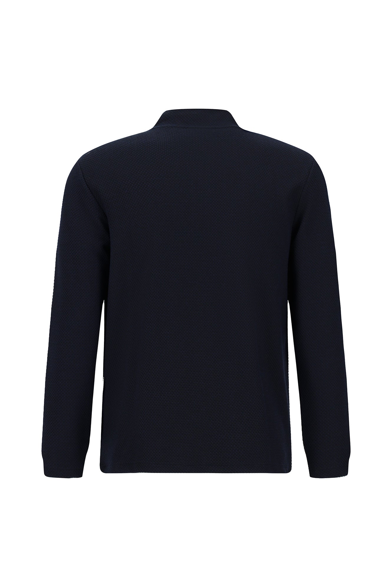 Tünd Dəniz Yarım Turtlenock Adi Fit Fermuarlı Naxışlı Sweatshirt