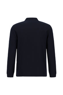 Tünd Dəniz Yarım Turtlenock Adi Fit Fermuarlı Naxışlı Sweatshirt