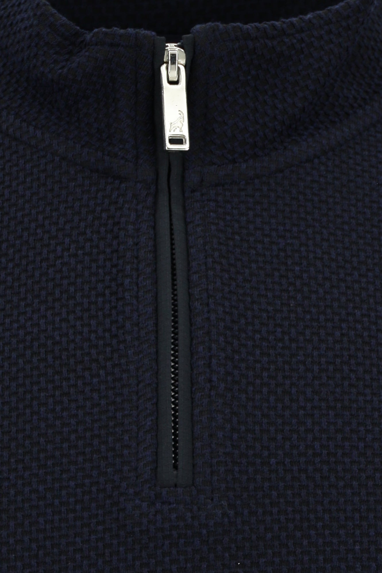 Tünd Dəniz Yarım Turtlenock Adi Fit Fermuarlı Naxışlı Sweatshirt