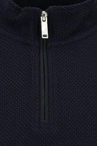 Tünd Dəniz Yarım Turtlenock Adi Fit Fermuarlı Naxışlı Sweatshirt