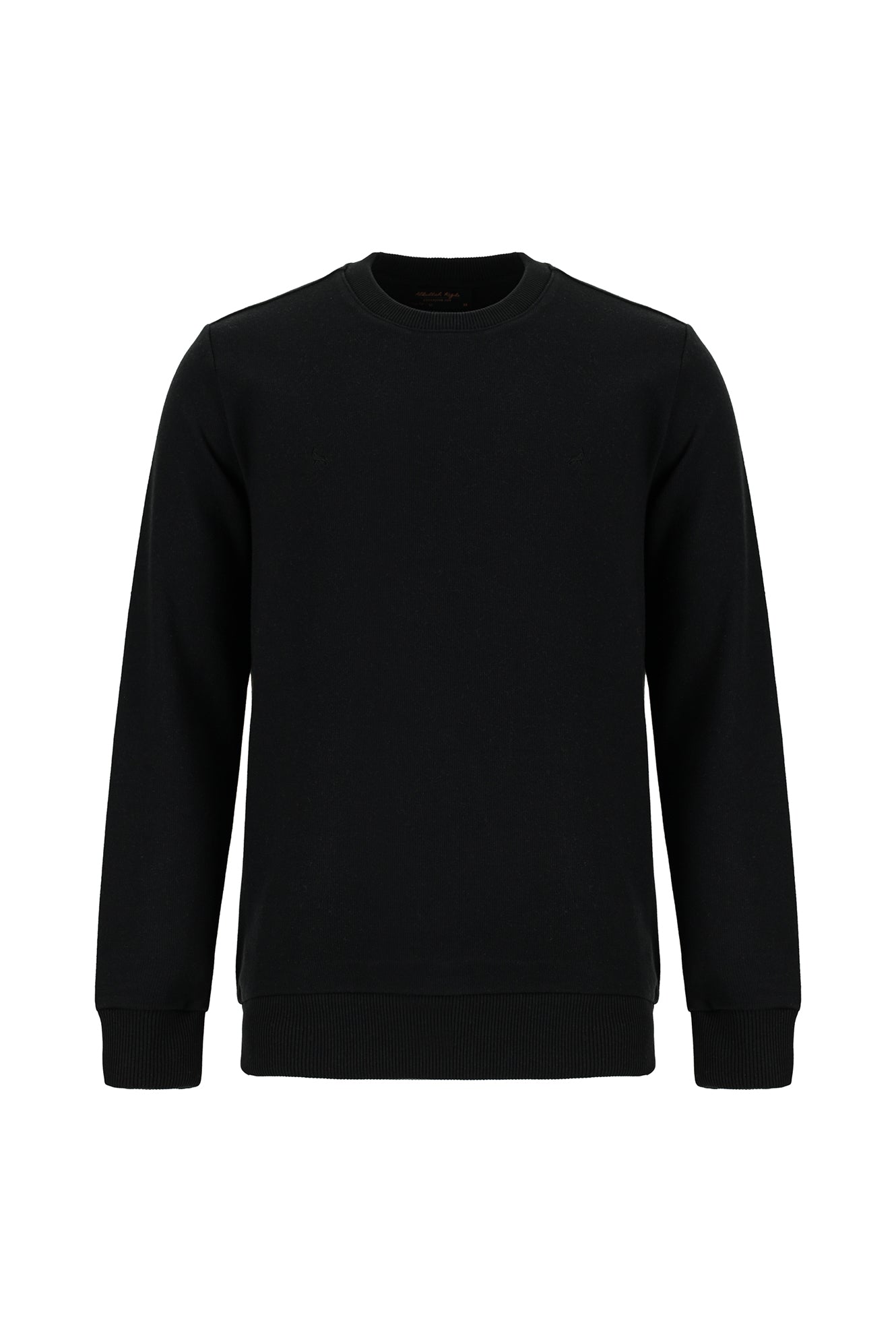 Qara Crew Neck Adi Fit Pambıq Naxışlı Sweatshirt