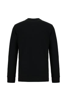 Qara Crew Neck Adi Fit Pambıq Naxışlı Sweatshirt