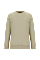 Orta Bej Crew Neck Adi Fit Pambıq Naxışlı Sweatshirt