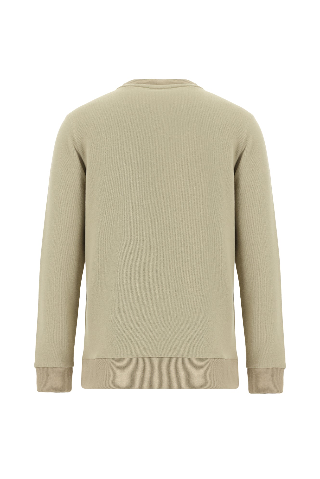 Orta Bej Crew Neck Adi Fit Pambıq Naxışlı Sweatshirt