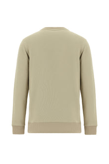 Orta Bej Crew Neck Adi Fit Pambıq Naxışlı Sweatshirt