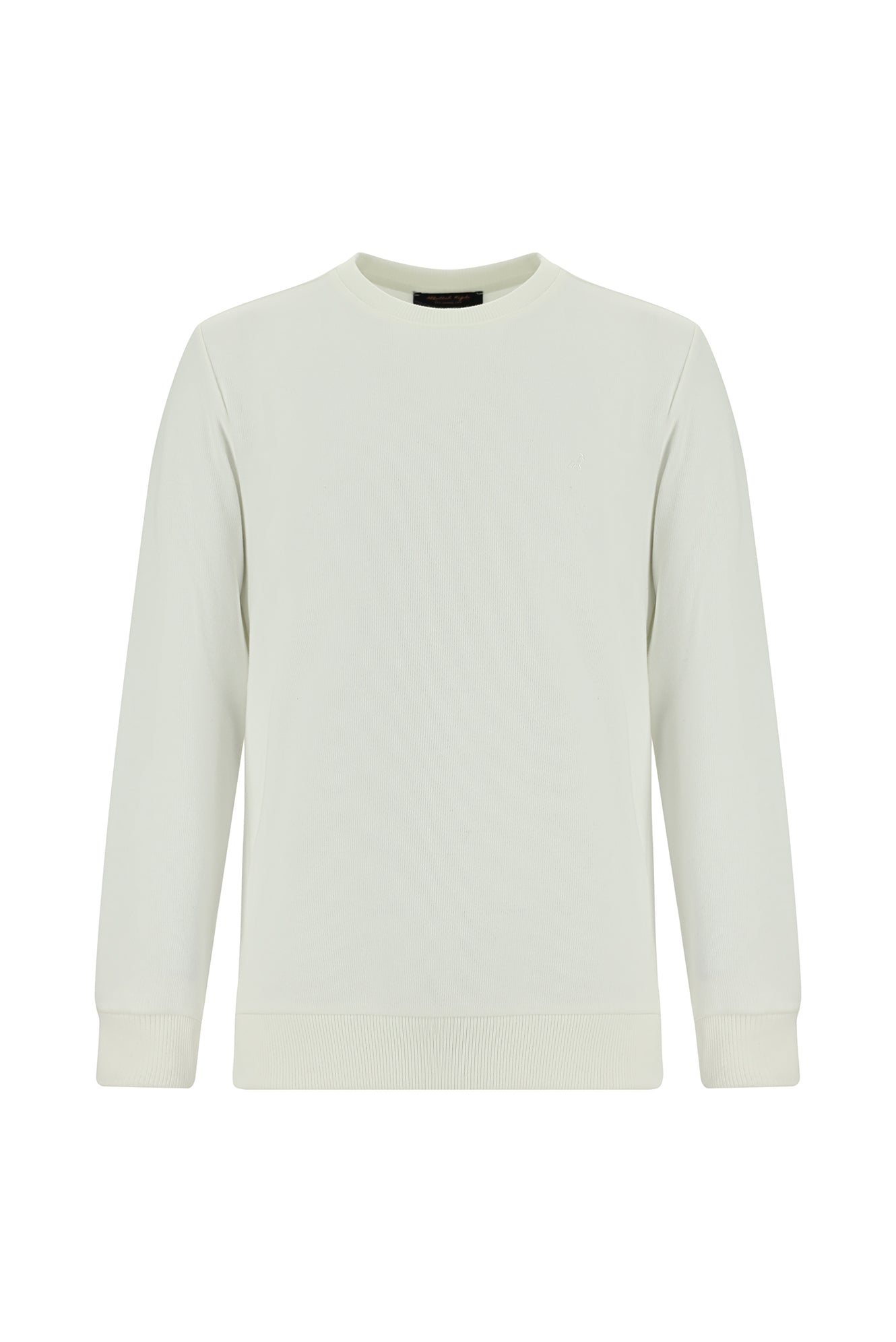 Ekru Crew Neck Adi Fit Pambıq Naxışlı Sweatshirt