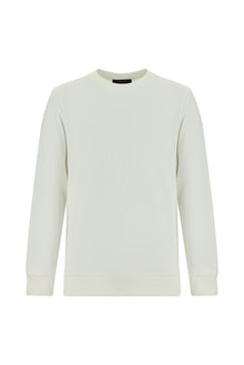 Ekru Crew Neck Adi Fit Pambıq Naxışlı Sweatshirt