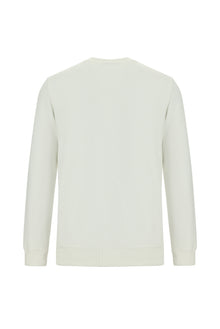Ekru Crew Neck Adi Fit Pambıq Naxışlı Sweatshirt