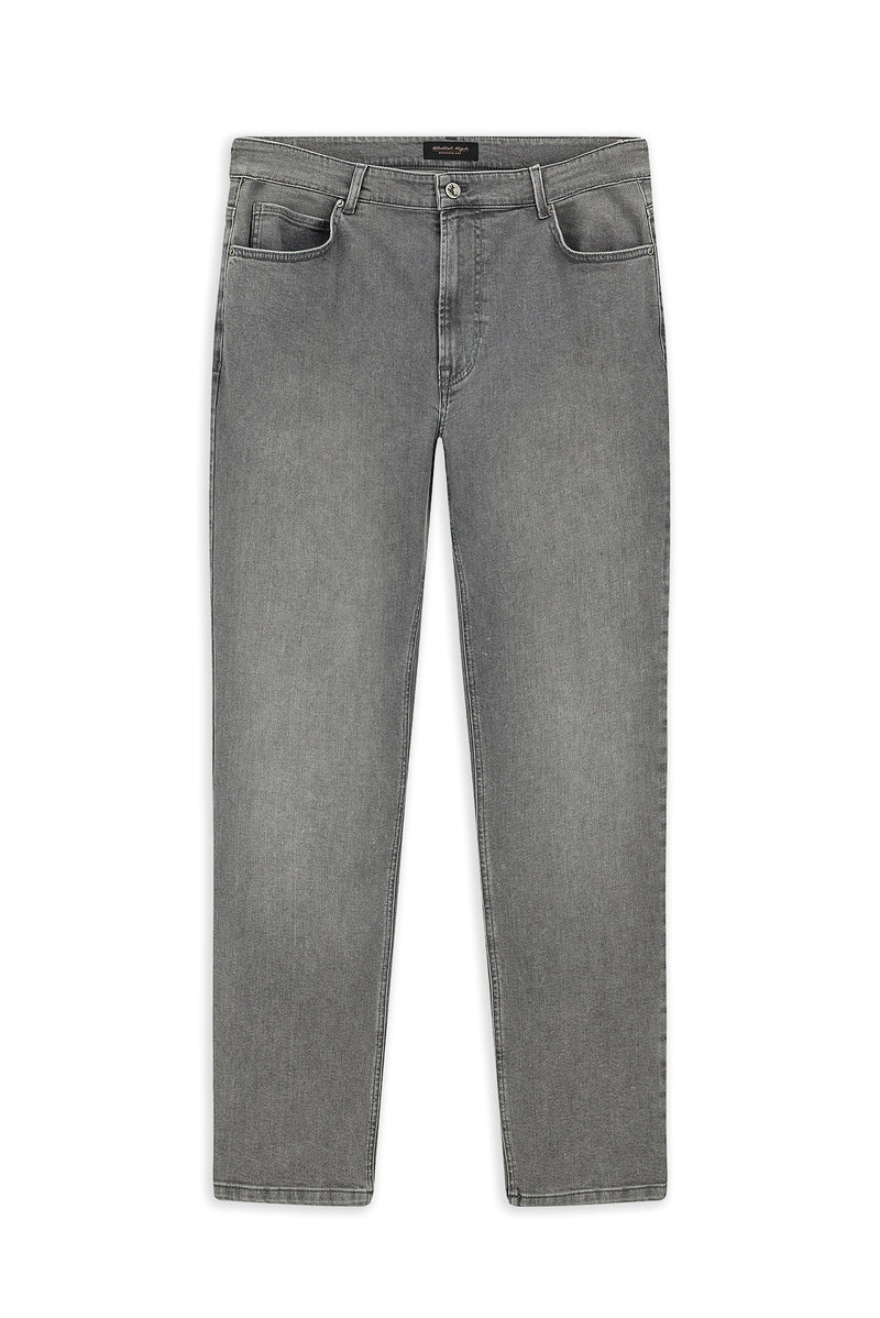 Orta Boz 4 damcı rahatlayan likra denim şalvar