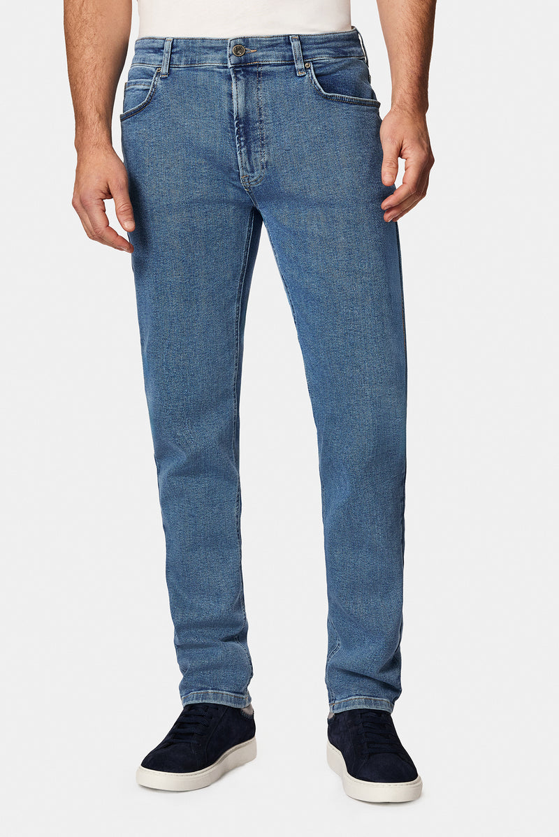 Solğun Mavi 6 damcı Adi Fit Standart Kəsimli Likra Denim Şalvar