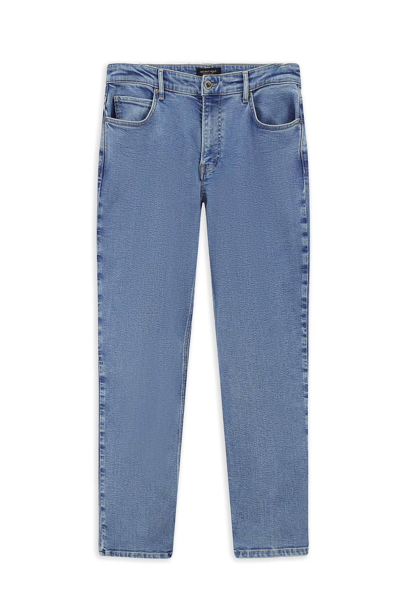 Solğun Mavi 6 damcı Adi Fit Standart Kəsimli Likra Denim Şalvar