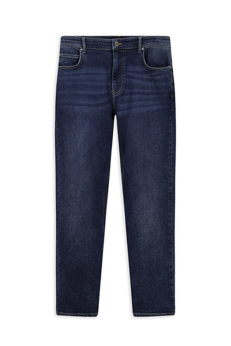 Tünd Mavi 6 damcı Adi Fit Standart Kəsimli Likra Denim Şalvar