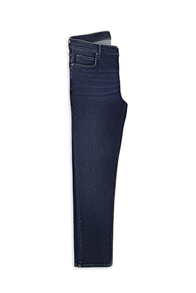 Tünd Mavi 6 damcı Adi Fit Standart Kəsimli Likra Denim Şalvar
