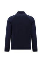 Tünd Dəniz Yüksək Yaxalı Pambıq Fermuarlı Cibli Naxışlı Sweatshirt Kardiqan