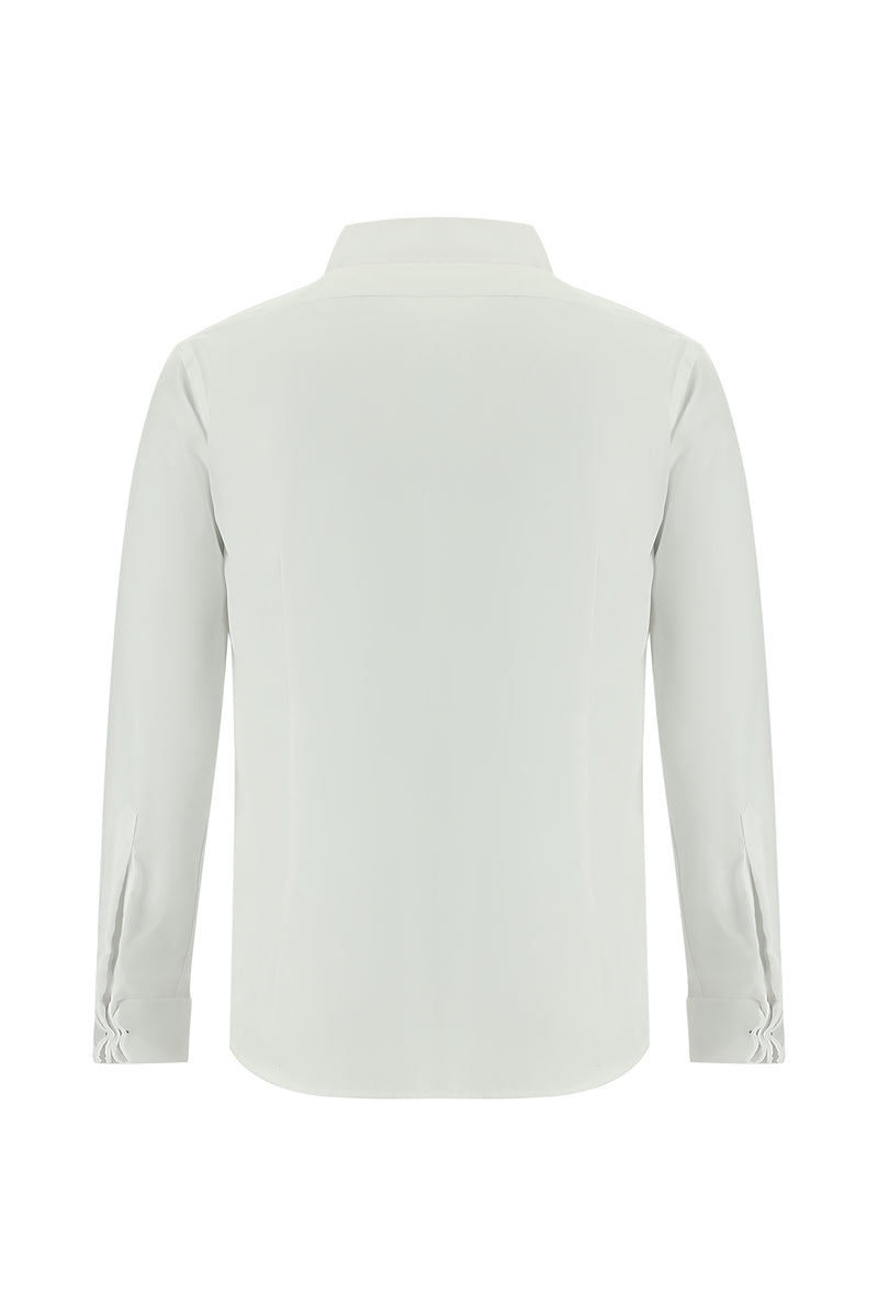 Ağ Ata Yaka Slim Fit Dar Kəsik Pambıq Köynək