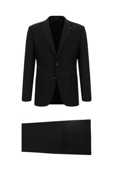 Qara 7 Drop Slim Fit Dar Kəsilmiş Yun Kostyum