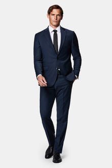 Tünd Dəniz 7 Drop Slim Fit Dar Kəsilmiş Yun Kostyum