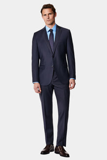 Tünd Dəniz 7 Drop Slim Fit Dar Kəsilmiş Yun Kostyum