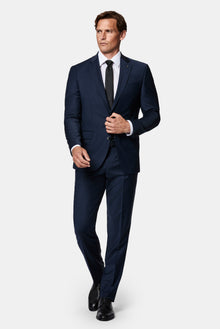 Tünd Dəniz 7 Drop Slim Fit Dar Kəsilmiş Yun Kostyum