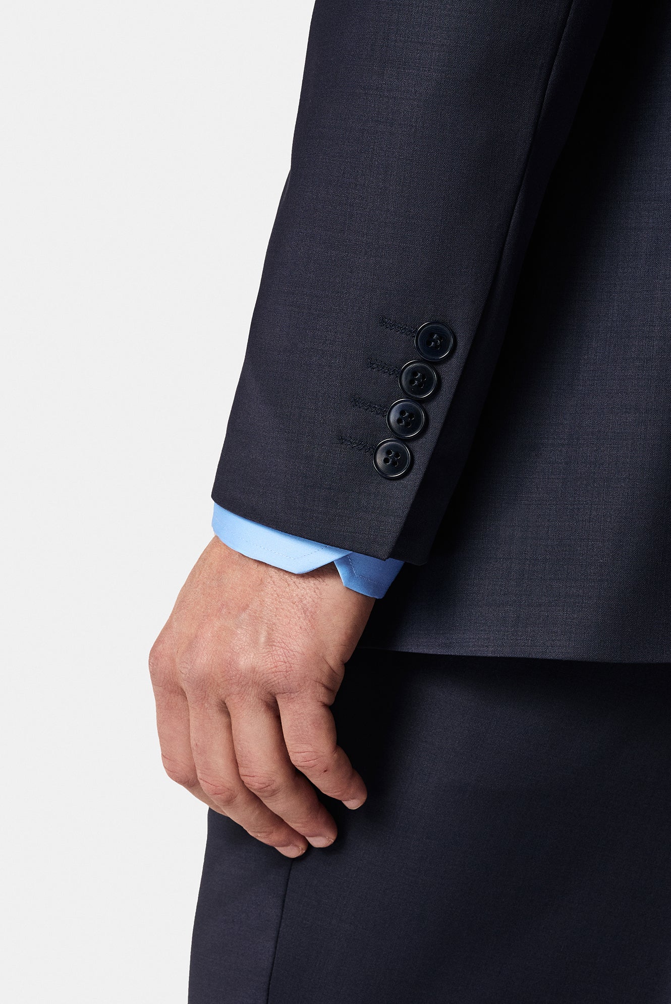 Tünd Dəniz 7 Drop Slim Fit Dar Kəsilmiş Yun Kostyum