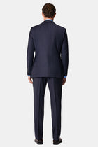 Tünd Dəniz 7 Drop Slim Fit Dar Kəsilmiş Yun Kostyum