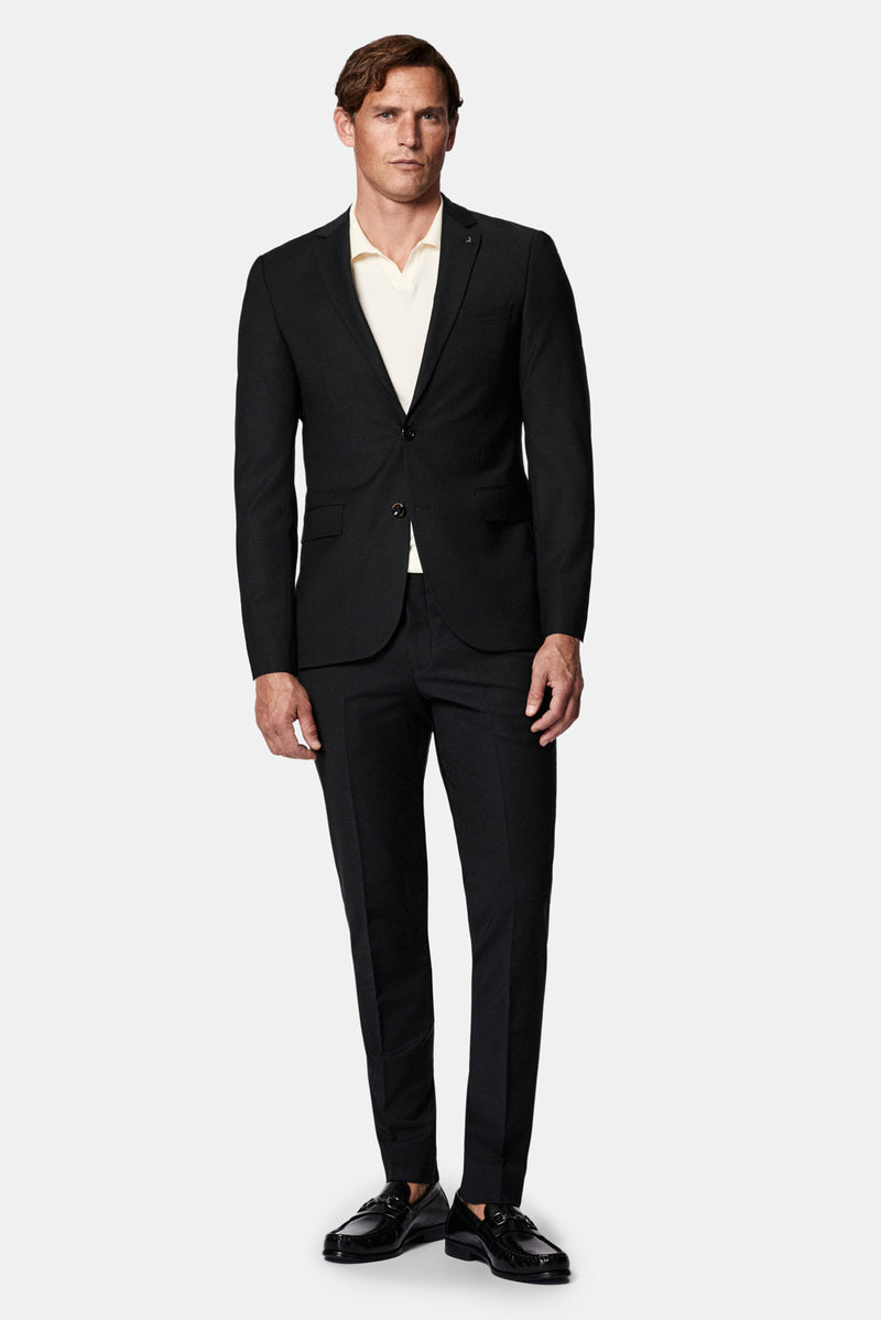 Qara 6 Drop Adi Uyğunluq Standart Kəsilmiş Yun Kostyum