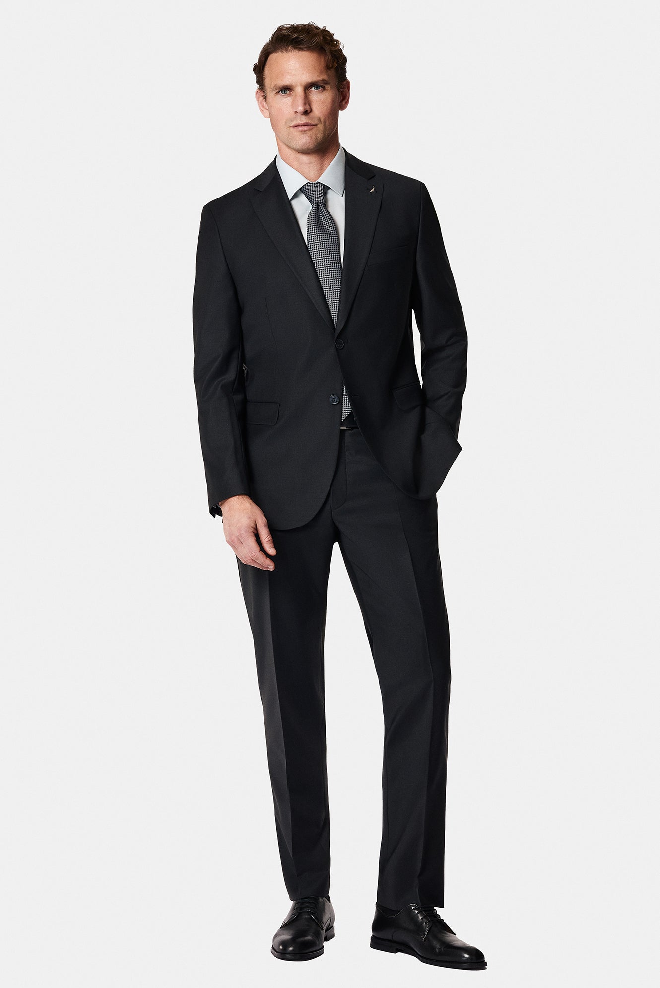 Qara 7 Drop Slim Fit Dar Kəsilmiş Yun Kostyum