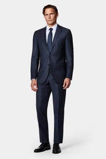 Tünd Dəniz 7 Drop Slim Fit Dar Kesim Yünlü Takım Elbise