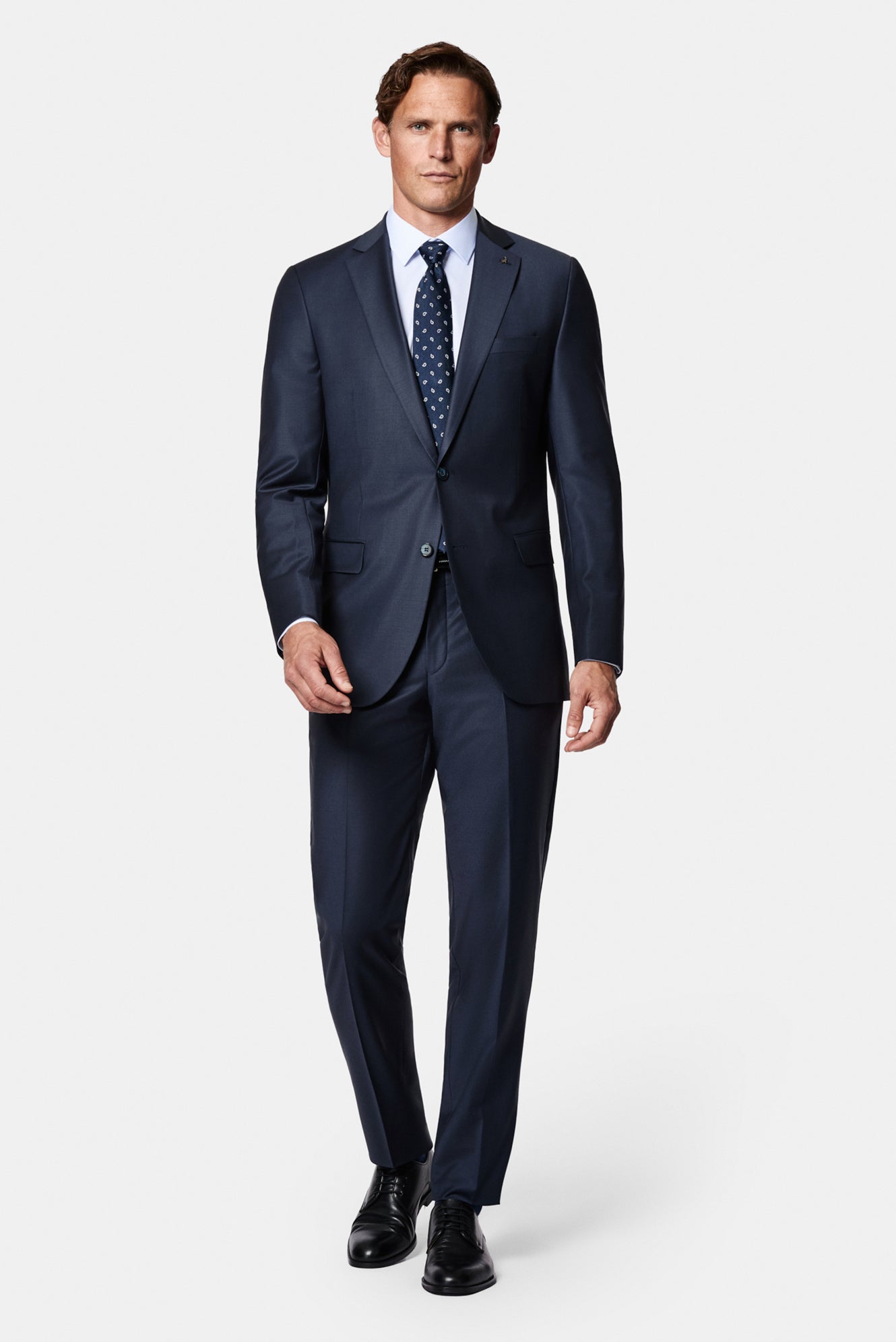 Tünd Dəniz 7 Drop Slim Fit Dar Kesim Yünlü Takım Elbise