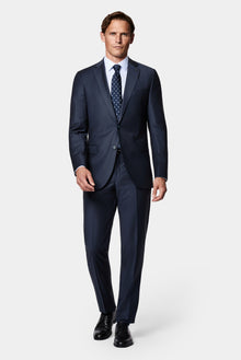 Tünd Dəniz 7 Drop Slim Fit Dar Kesim Yünlü Takım Elbise