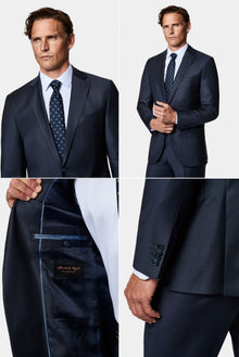 Tünd Dəniz 7 Drop Slim Fit Dar Kesim Yünlü Takım Elbise