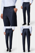 Tünd Dəniz 7 Drop Slim Fit Dar Kesim Yünlü Takım Elbise