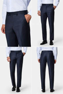 Tünd Dəniz 7 Drop Slim Fit Dar Kesim Yünlü Takım Elbise