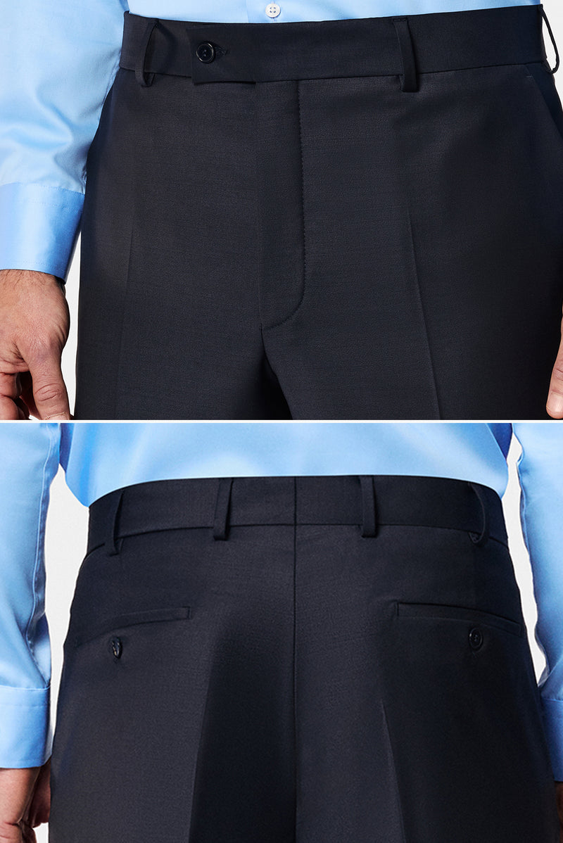 Tünd Dəniz 7 Drop Slim Fit Dar Kəsilmiş Yun Kostyum