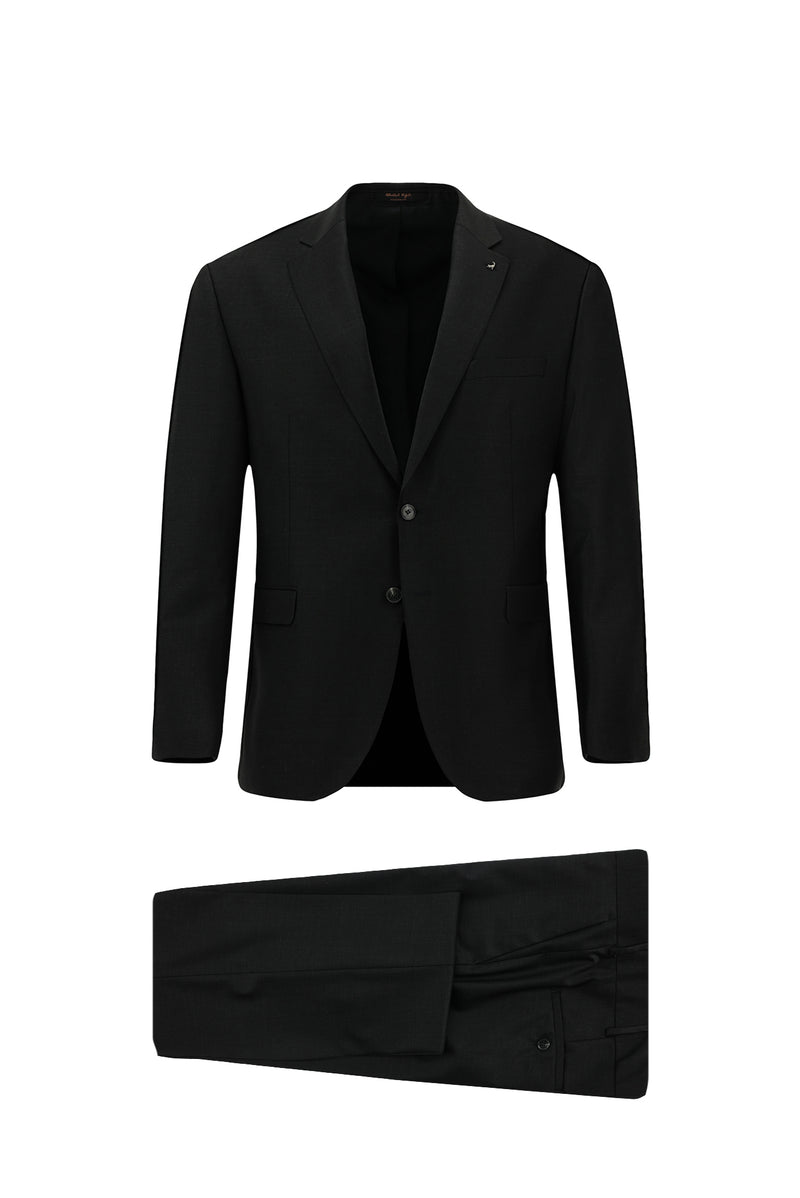 Tünd Antrasit 7 Drop Slim Fit Dar Kəsilmiş Yun Kostyum