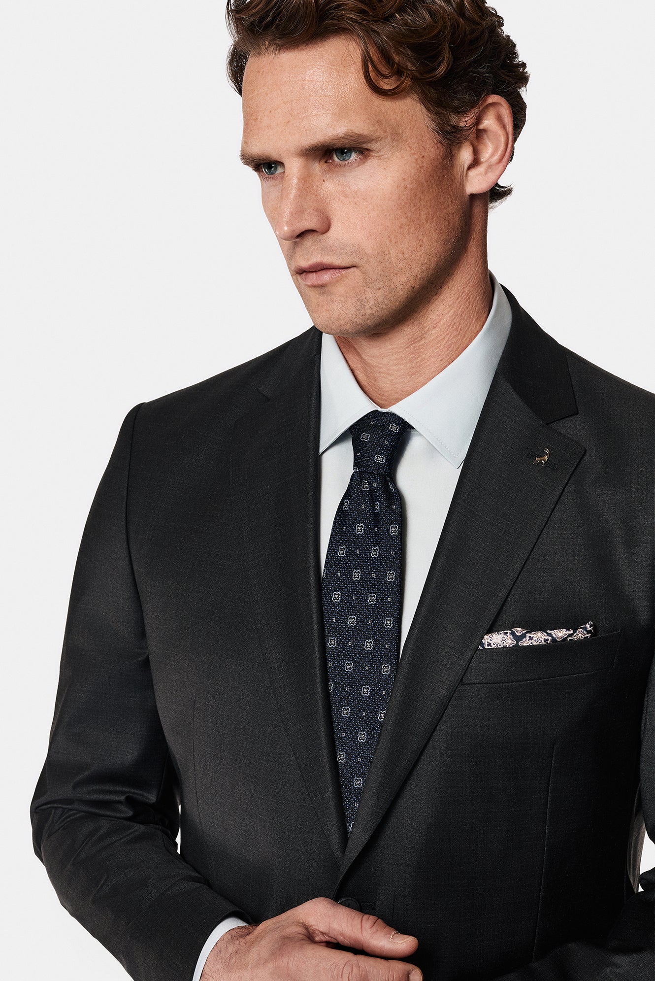 Tünd Antrasit 7 Drop Slim Fit Dar Kəsilmiş Yun Kostyum