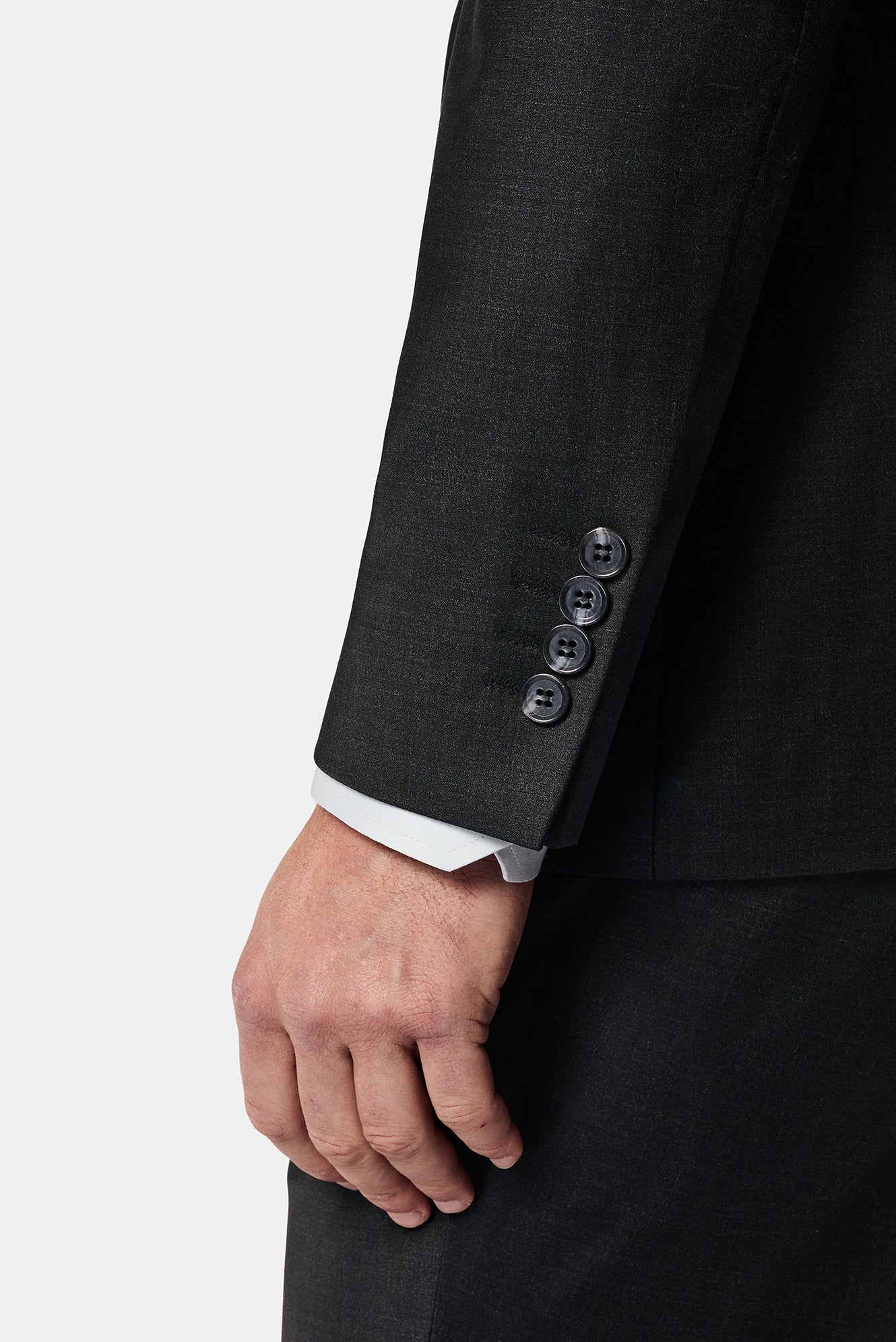 Tünd Antrasit 7 Drop Slim Fit Dar Kəsilmiş Yun Kostyum