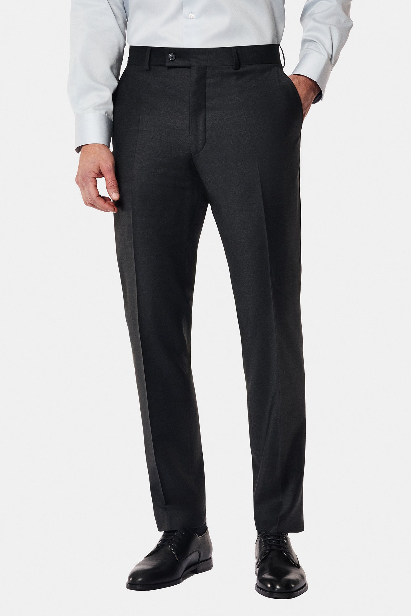 Tünd Antrasit 7 Drop Slim Fit Dar Kəsilmiş Yun Kostyum