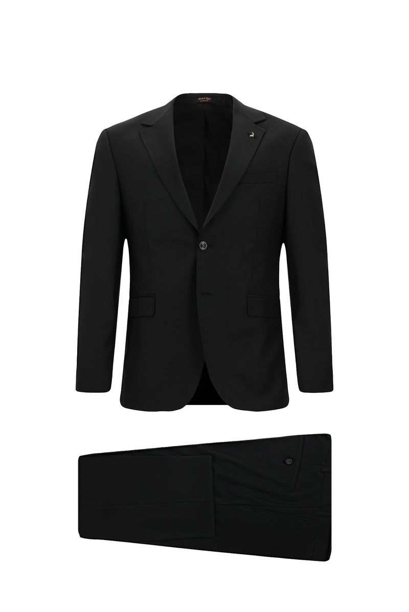 Qara 7 Drop Super Slim Fit Əlavə Dar Kəsilmiş Yun Kostyum