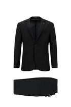 Qara 7 damcı Super Slim Fit Əlavə Dar Kəsilmiş Yun Damalı Elastik Bel İpli Vafli Kostyum