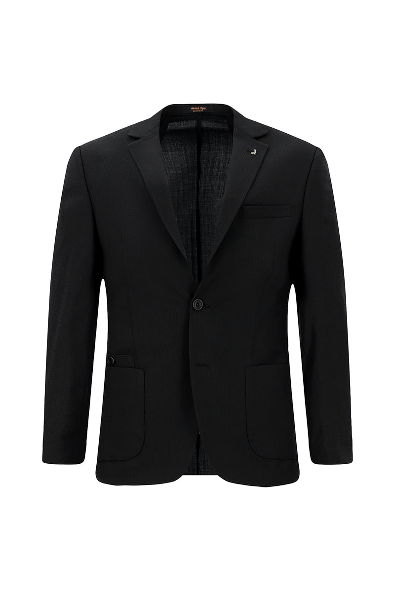 Qara 7 damcı Super Slim Fit Əlavə Dar Kəsilmiş Yun Damalı Elastik Bel İpli Vafli Kostyum