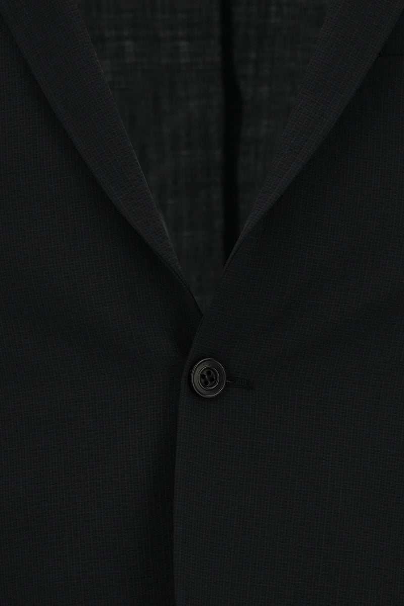 Qara 7 damcı Super Slim Fit Əlavə Dar Kəsilmiş Yun Damalı Elastik Bel İpli Vafli Kostyum
