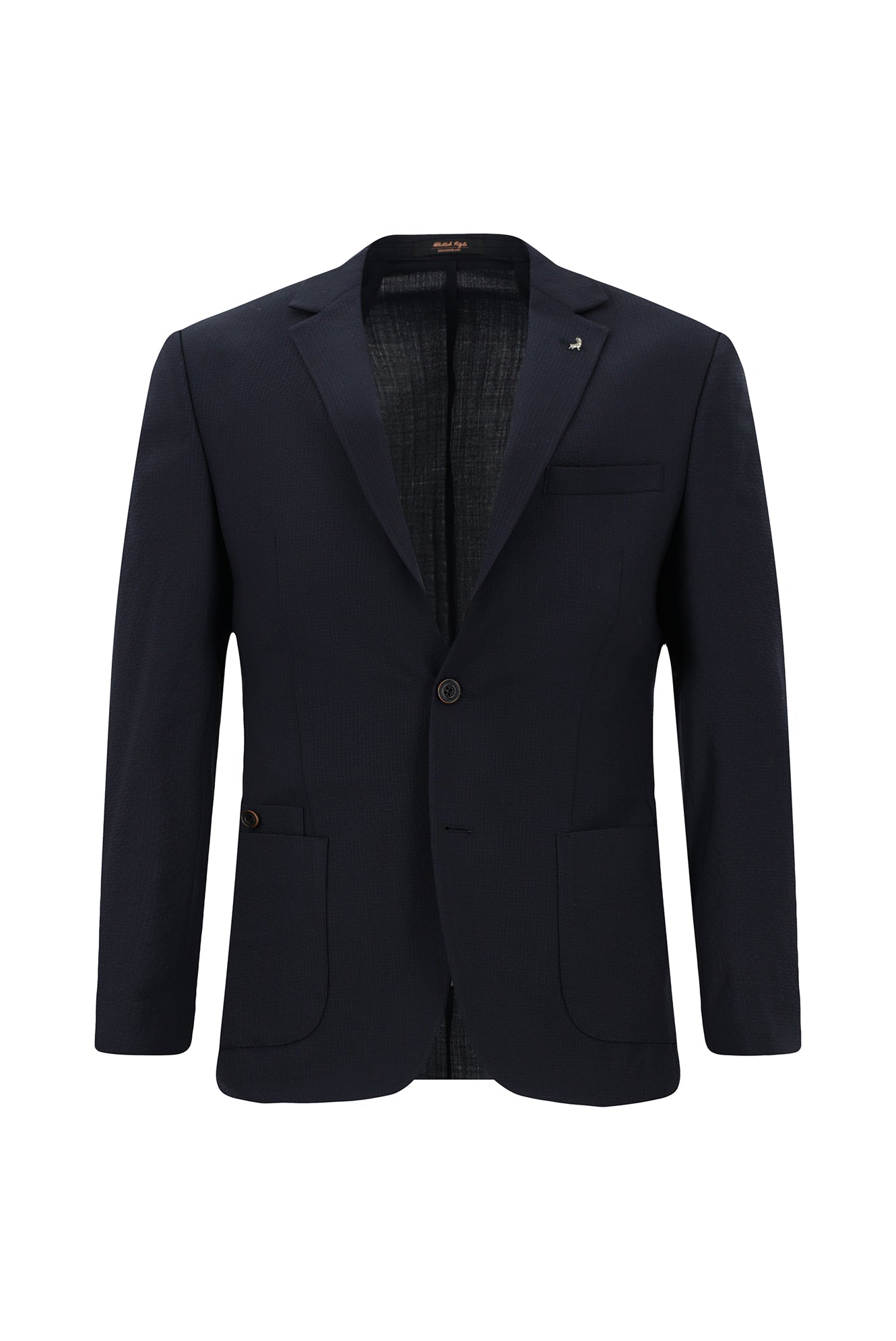 Tünd Dəniz 7 damcı Super Slim Fit Əlavə Dar Kəsilmiş Yun Damalı Elastik Bel İpli Vafli Kostyum