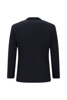 Tünd Dəniz 7 damcı Super Slim Fit Əlavə Dar Kəsilmiş Yun Damalı Elastik Bel İpli Vafli Kostyum