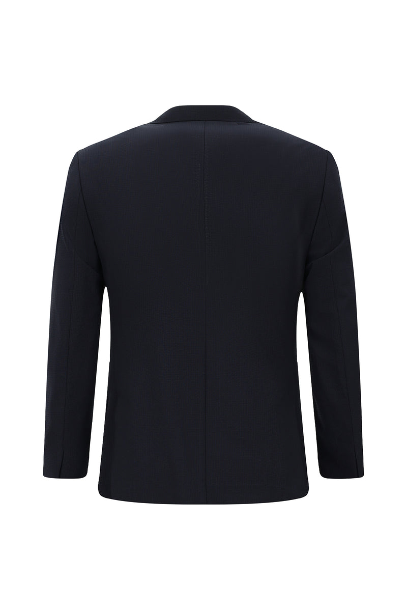 Tünd Dəniz 7 damcı Super Slim Fit Əlavə Dar Kəsilmiş Yun Damalı Elastik Bel İpli Vafli Kostyum