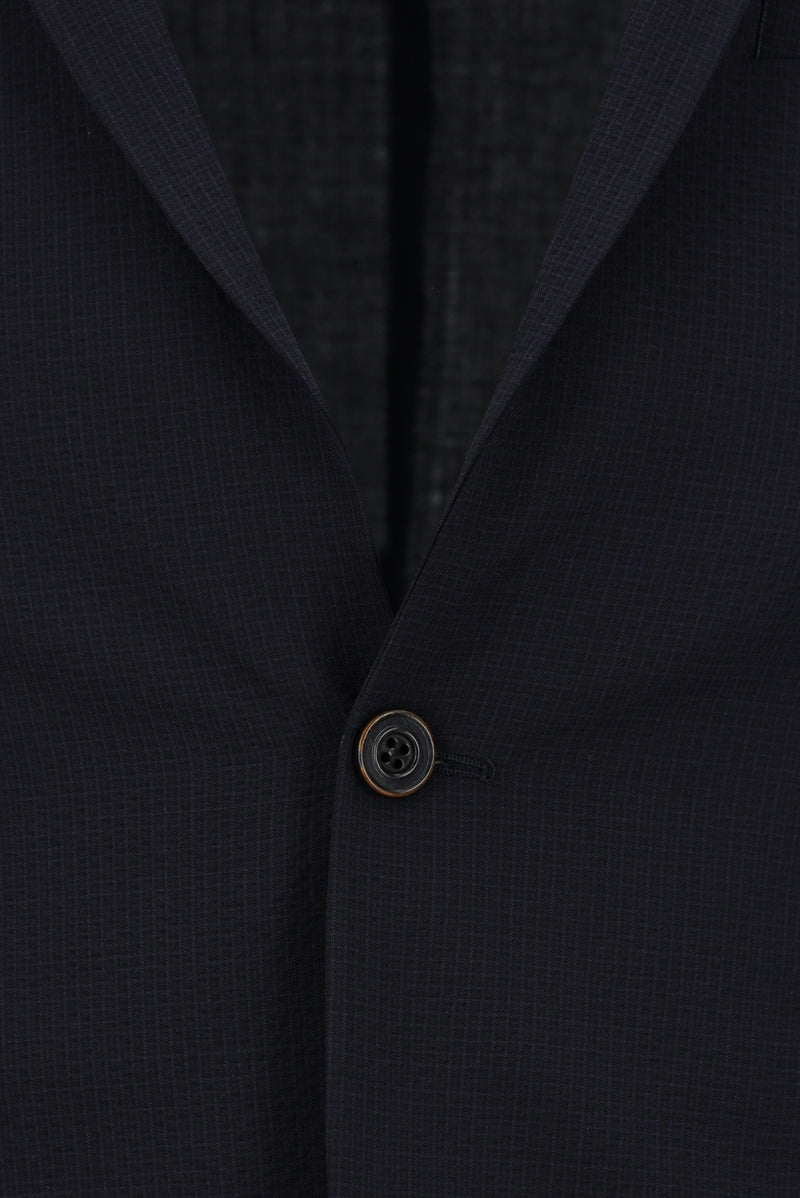 Tünd Dəniz 7 damcı Super Slim Fit Əlavə Dar Kəsilmiş Yun Damalı Elastik Bel İpli Vafli Kostyum