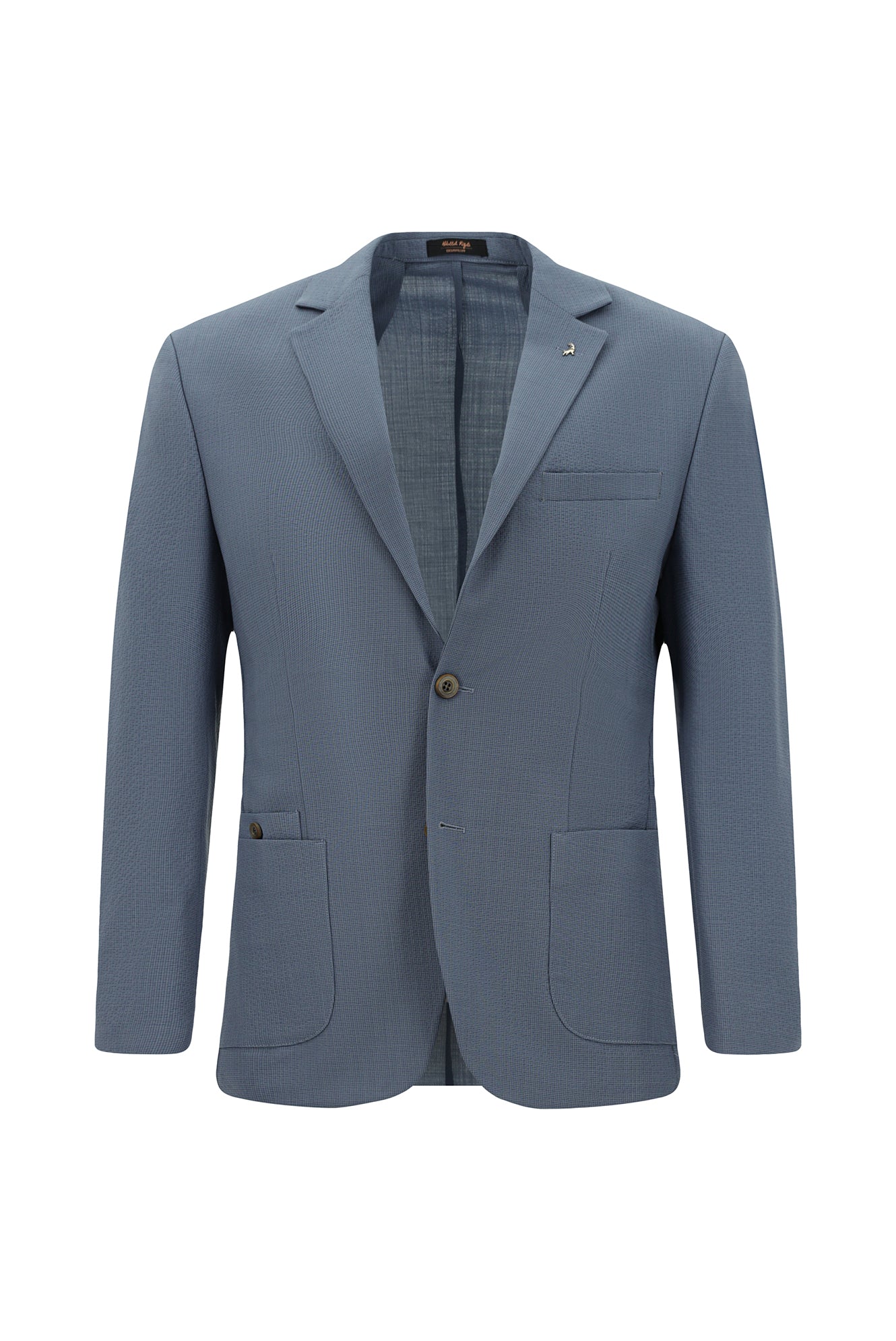 Açıq Mavi 7 damcı Super Slim Fit Əlavə Dar Kəsilmiş Yun Damalı Elastik Bel İpli Vafli Kostyum