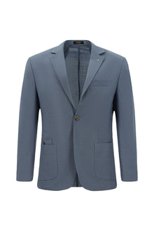 Açıq Mavi 7 damcı Super Slim Fit Əlavə Dar Kəsilmiş Yun Damalı Elastik Bel İpli Vafli Kostyum